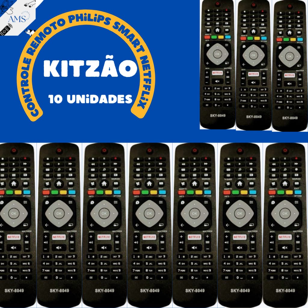 KIT 10 PEÇAS PHILIPS SMART NETFLIX