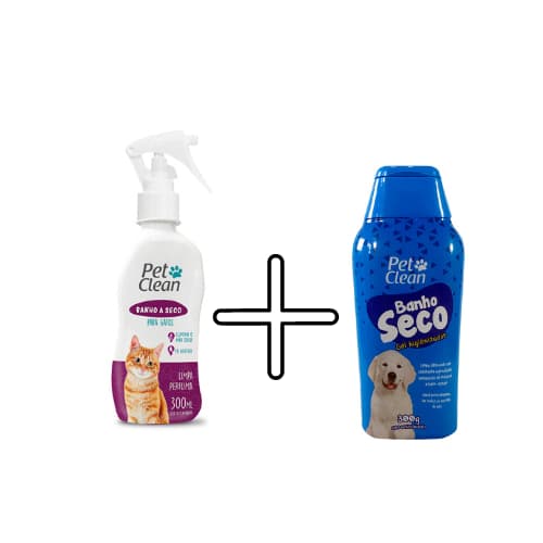 Experimente o Melhor Cuidado para Seu Pet: Kit Banho a Seco Gel e Banho a Seco para Gatos da Pet Clean - Higienização Prática e Eficaz, Enriquecido com Ingredientes Naturais para uma Pelagem Saudável e Cheirosa