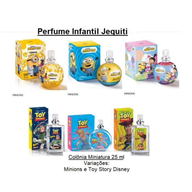 Colônia Infantil Jequiti Pérfumes Miniaturas 25 ml. Variações: Minions; Toy Story Disney