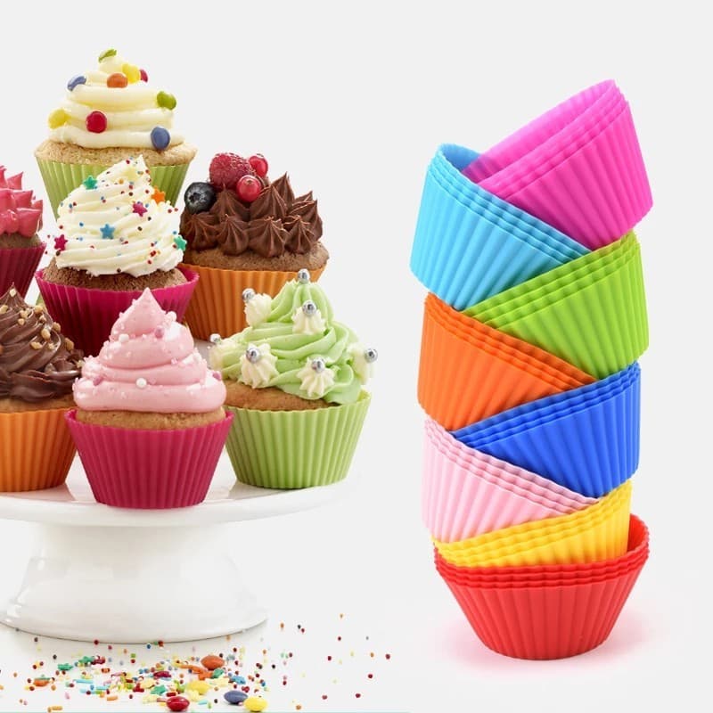 Conjunto 6 Unidades Molde Forminhas Silicone Diversas Cores Cupcake Mini Forma Bolo Muffin Petit Gateau