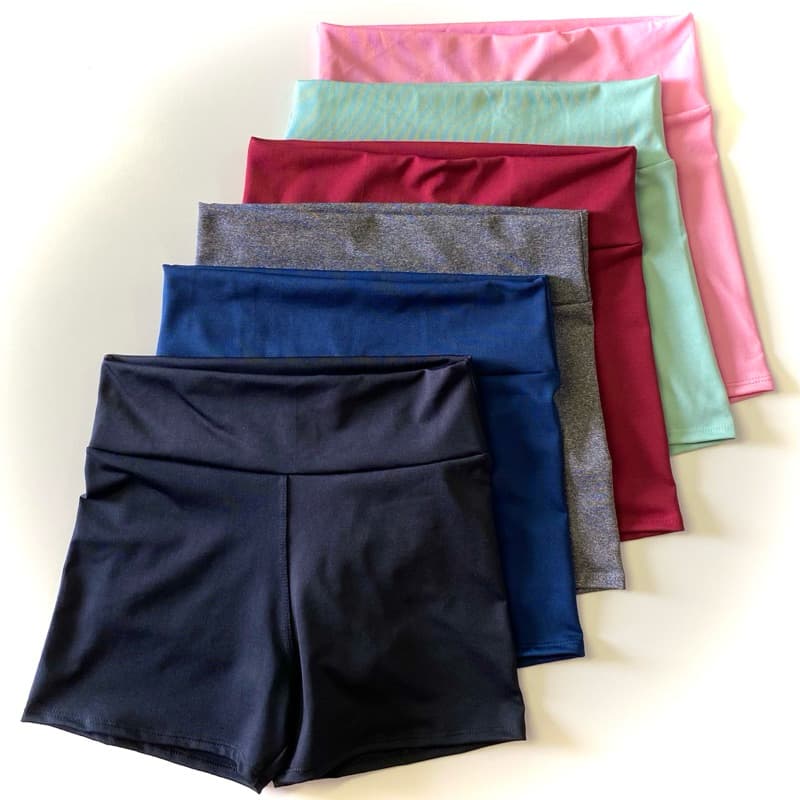 kit 2 Shorts Curto Cintura Alto Fitness Academia Suplex