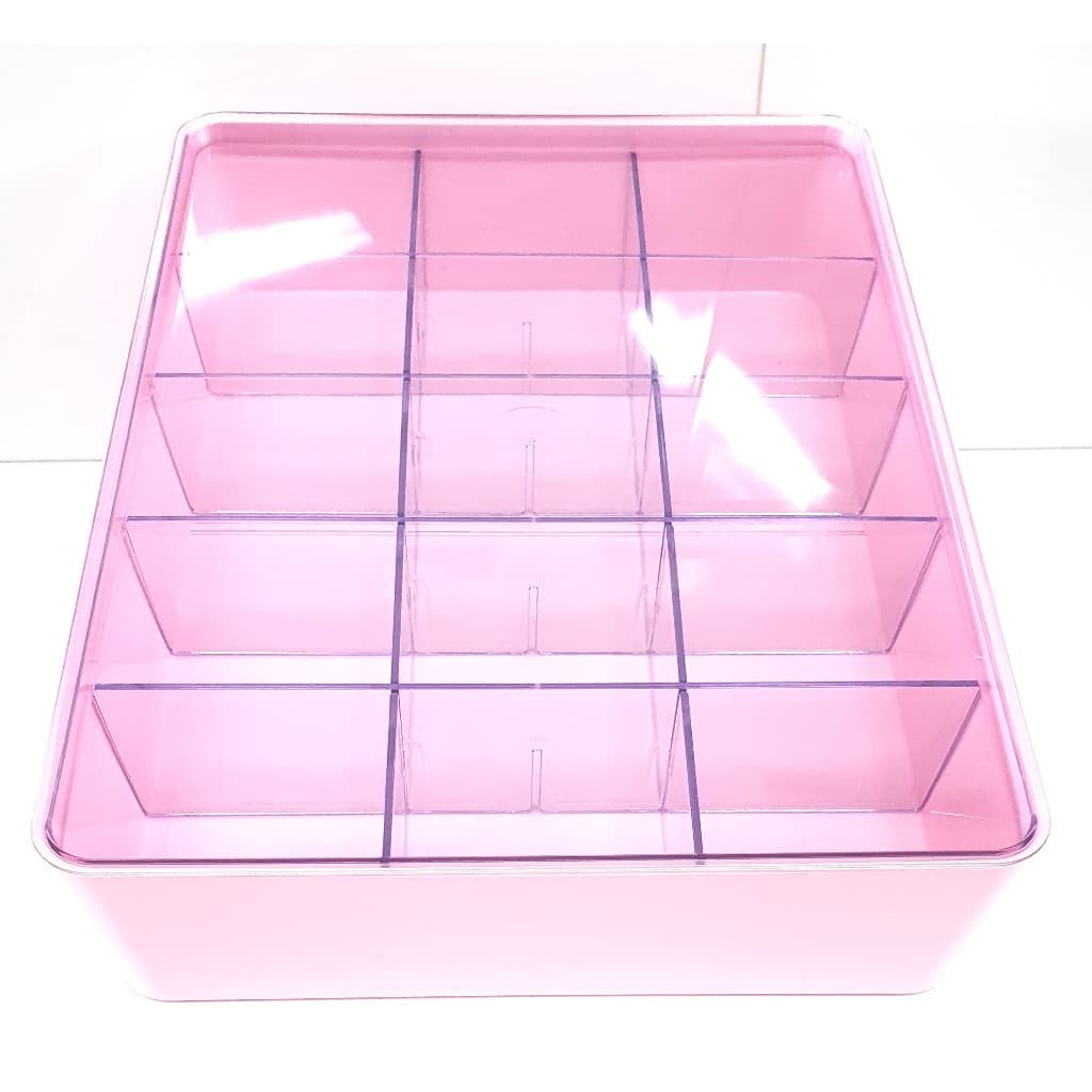 Organizador Multiuso Com 15 Divisões Com Tampa em Acrílico Cor Rosa Helsim
