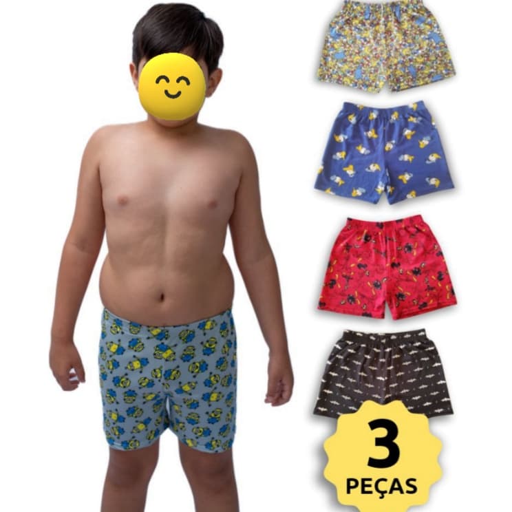 Kit 3  Samba Canção Infantil  Masculino / Pijama Masculino /Short de Dormir Estampado