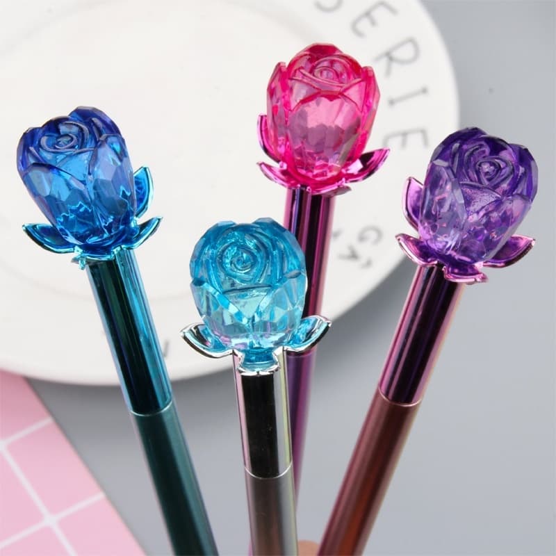 Caneta Flor Cristal Esferográfica Ponta Fina
