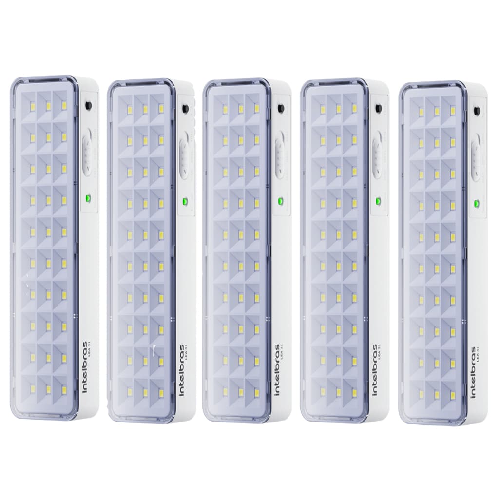 Kit 5 Luminárias Lampada Lanterna Luz Emergencia Até 30m2 Intelbras
