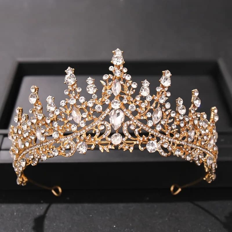 Coroa Tiara Noiva Casamento Debutante Daminha Luxo Dourada