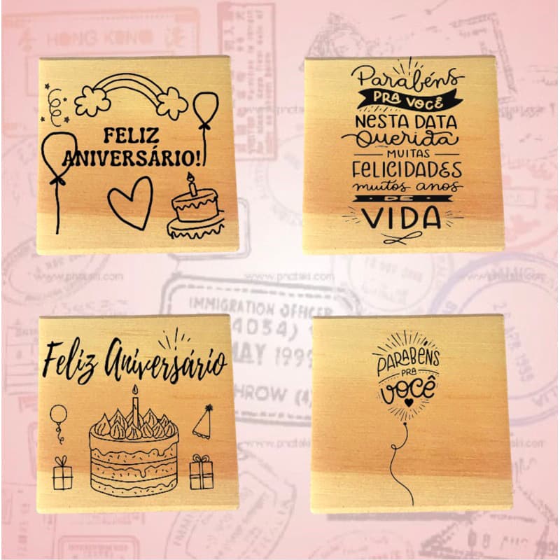 Carimbo de Parabéns e Feliz Aniversário