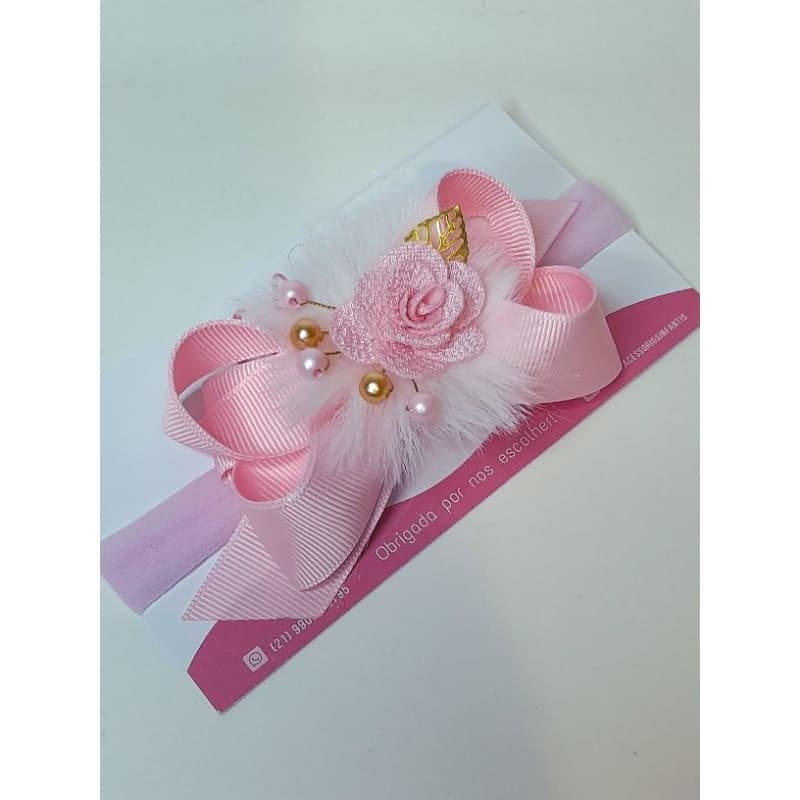 laço rosa/ laço rosa com pérolas/laço RN/laço infantil/laço de cabelo/ Natal