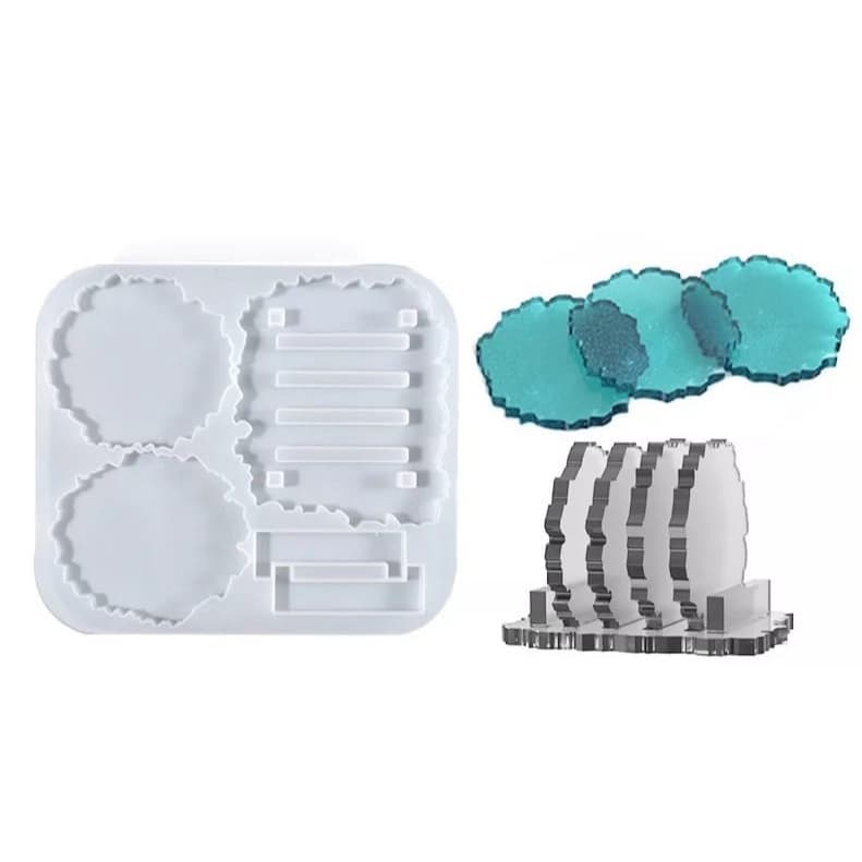 Molde de Silicone Porta Copos com Suporte / Molde para Resina Epóxi