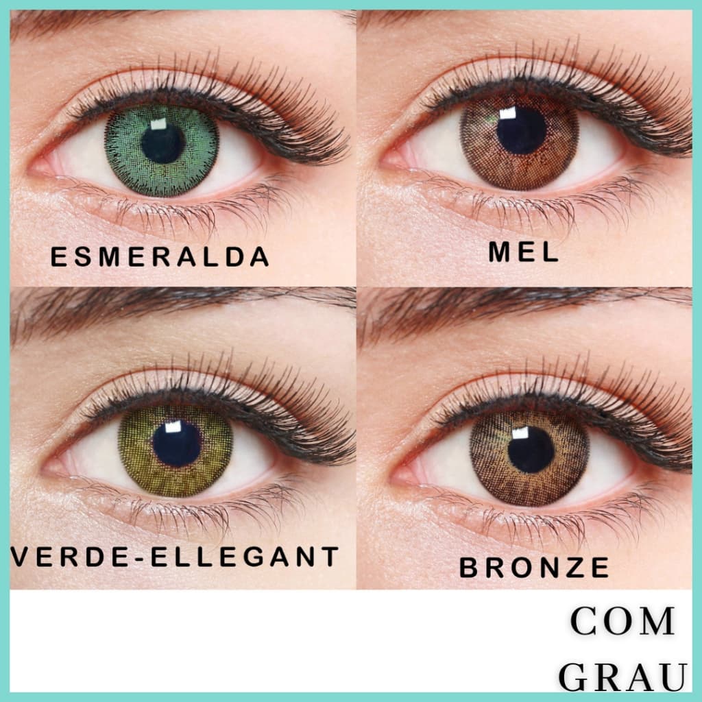 Lente de Contato Colorida Natural Vision Mensal Com Grau Miopia 2 Lentes (1 Par) 19 Cores