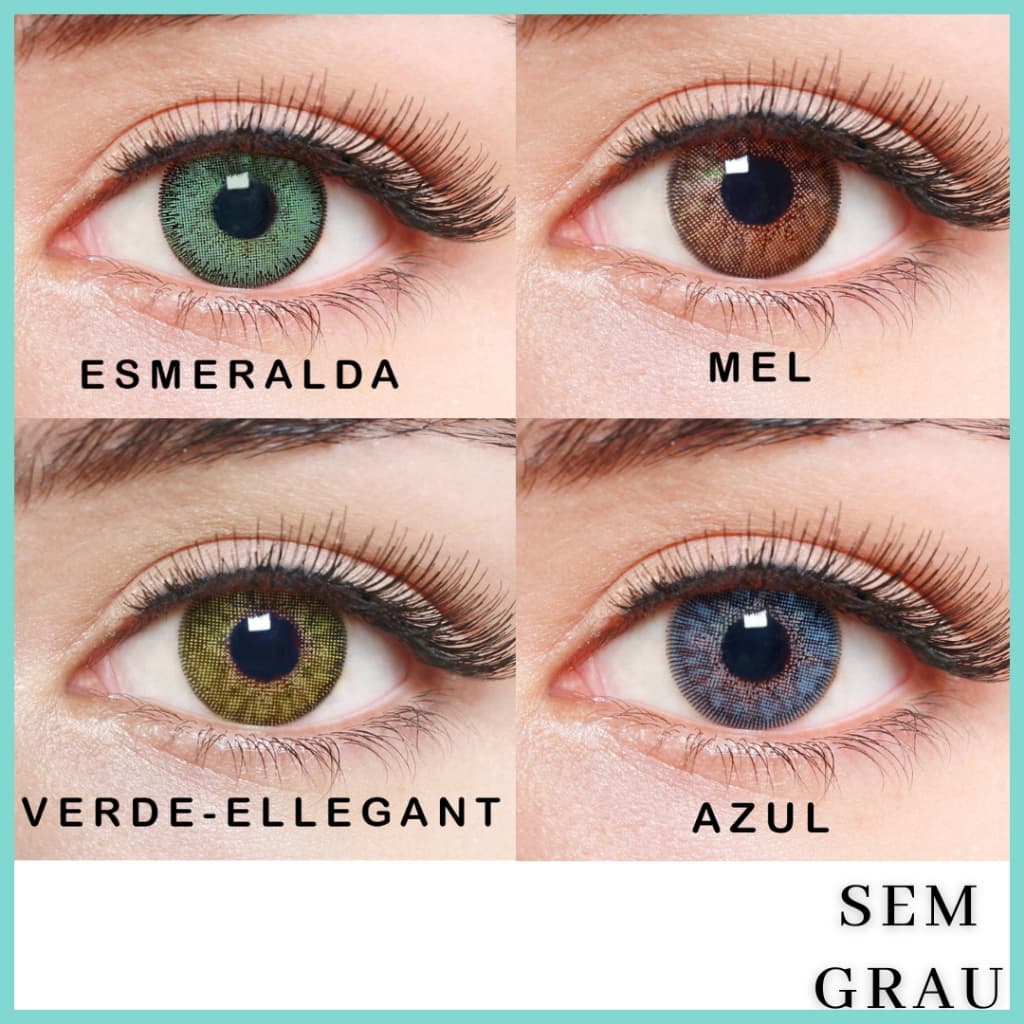 Lente de Contato Colorida Natural Vision Anual Sem Grau 2 Lentes (1 Par) + Estojo 19 Cores