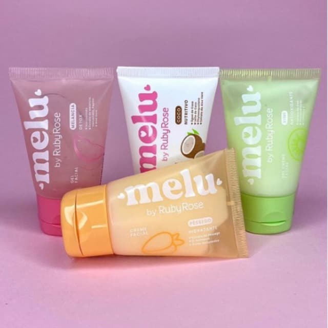Hidratante Facial Pêssego Kiwi Melu by Ruby Rose Contém Extrato de Leite de Coco e Aloe Vera 40g