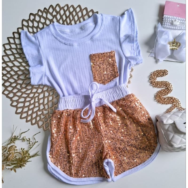 Conjunto branco ano novo infantil festas