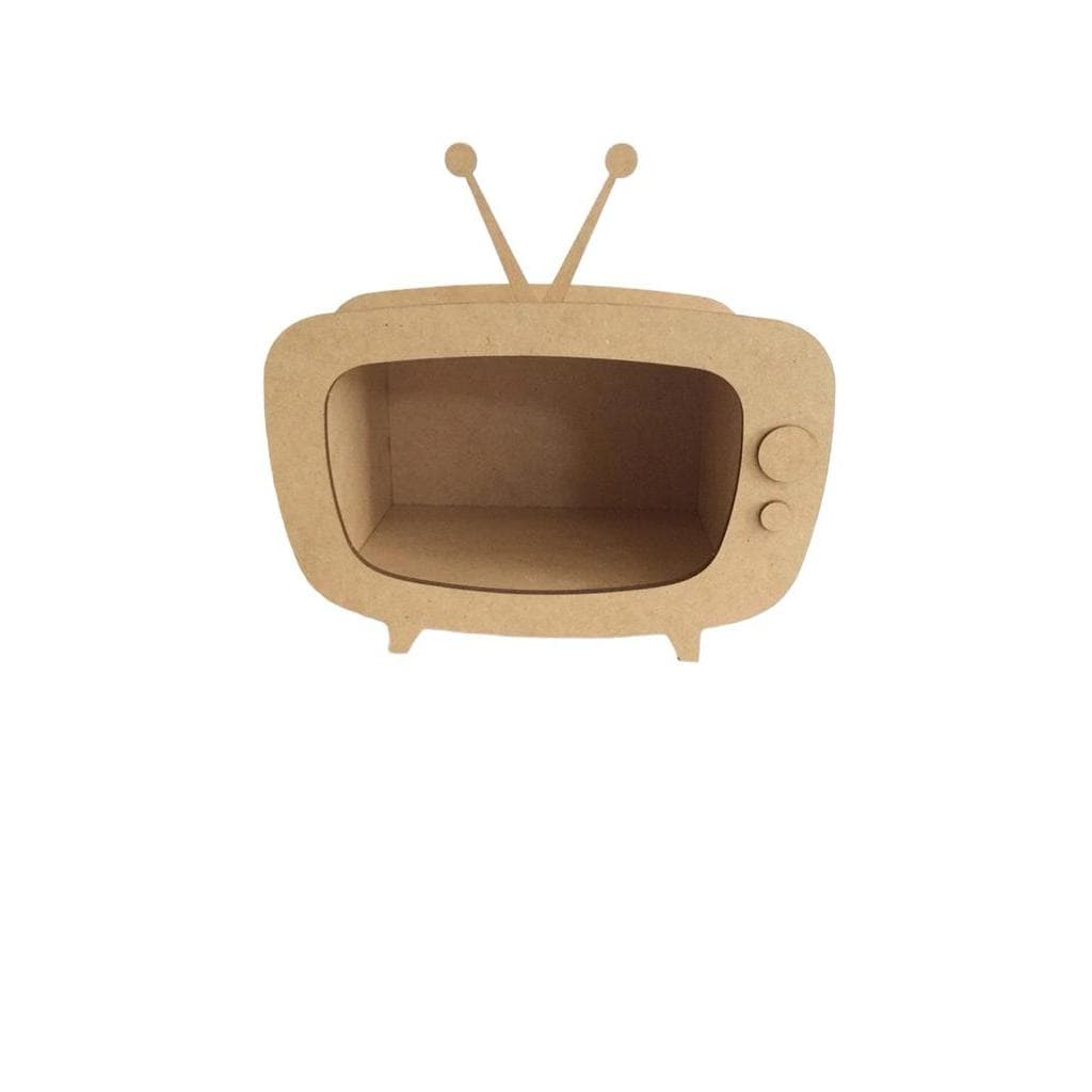 Nicho Decorativo de TV Retrô em MDF Cru