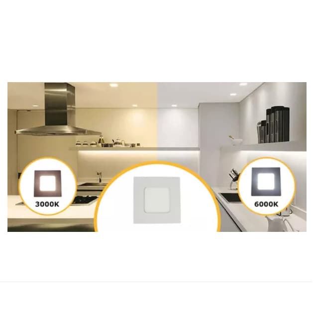 Painel Plafon Led Embutir 3w Quadrado 9x9