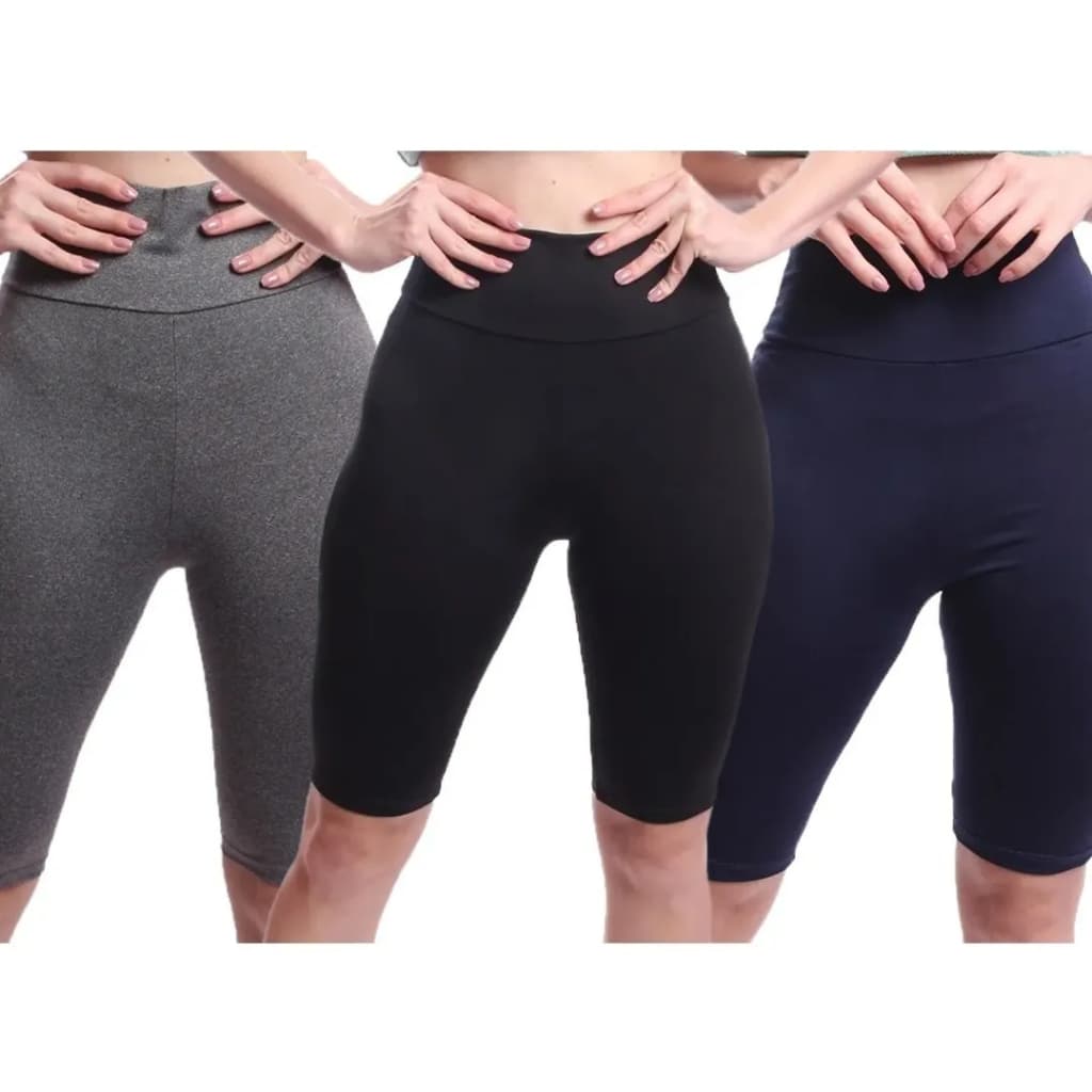 Kit 2 Shorts Bermuda Legging Suplex Cintura Alta Feminina Academia Fitness Pilates Exercício Verão Ginástica