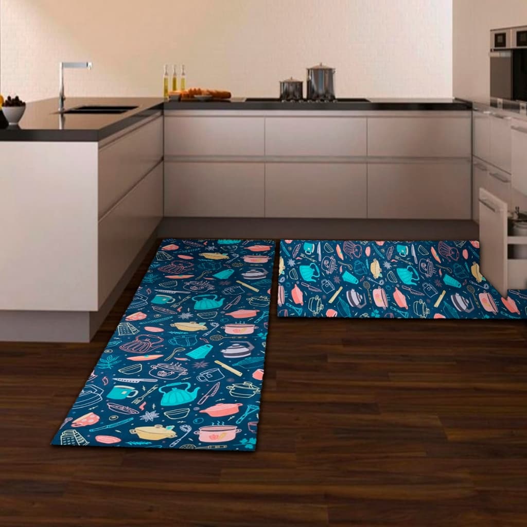 Kit 2 Passadeiras Jacquard Antiderrapante 2,00m x 60cm Estampadas Para Casa Diversas Cores Macia