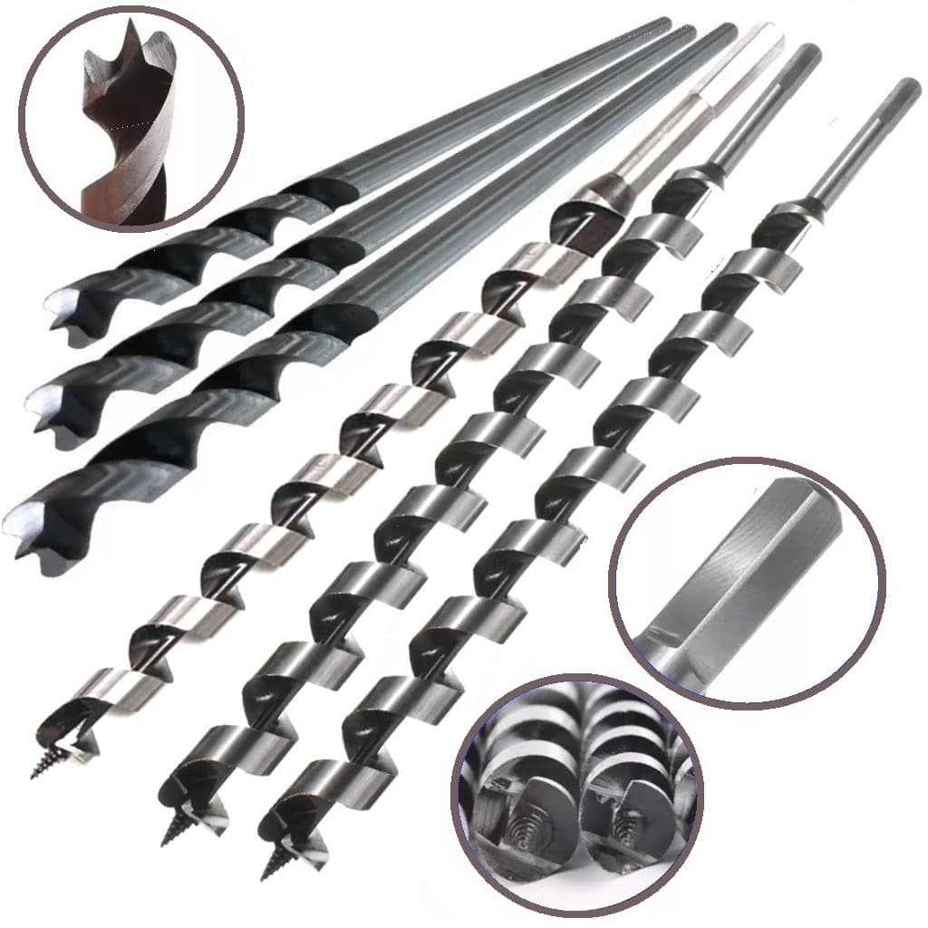 kit com 6 brocas mourao tipo serpentina  tres pontas  6 8 10 x 250 a 320mm e 12 14 16 x 460mm