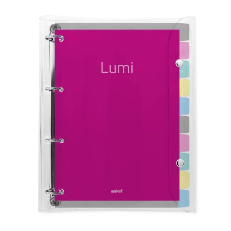 Fichário universitário, 4 argolas com 200 folhas, Lumi, Rosa,Spiral Lumi - 1 UN