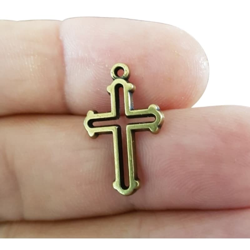 20 Pingentes Mini Cruxifixo para Montagem De Bijuterias Pulseiras Colares Terços de pulso