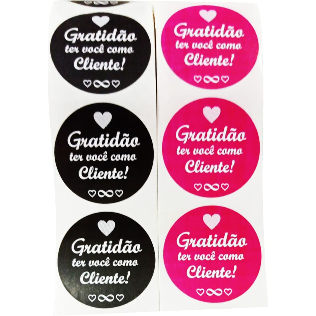 1000 Etiquetas Adesivas Gratidão ter você como cliente Redondo 4 cm