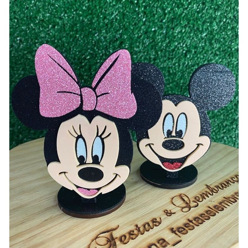Aplique Cabeça Mickey ou Minnie , tampa de cofre, Festa Mickey Festa Minnie 12cm