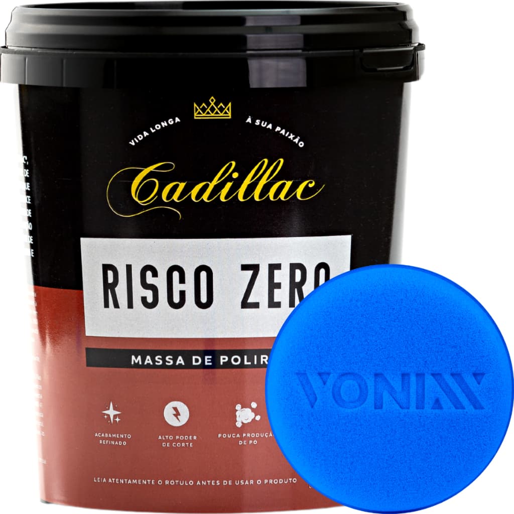 Massa de Polir Para Polimento Nº2 Risco Zero Cadillac 1kg + Aplicador de Espuma Vonixx