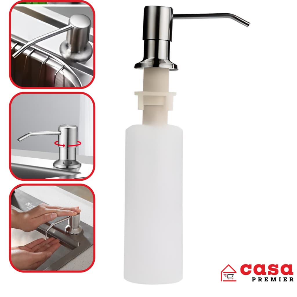 Dispenser Dosador Cromado Detergente E Sabão Líquido Cuba Pia Cozinha 320ML