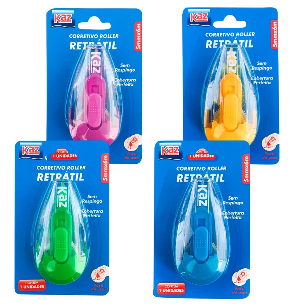 Corretivo Fita Roller Retrátil 5mm X 6m Branca colorido