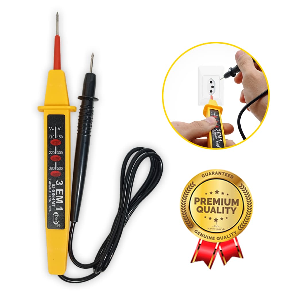Voltímetro Medidor Tensão Tipo Caneta 3 Em 1 | 110/150V - 220/300V - 380/500V