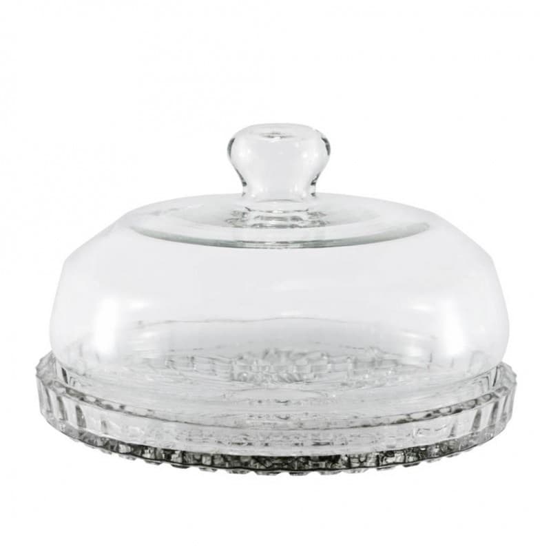 Queijeira Veneza Base Decorada em Vidro 20x12cm - Mistral Vidros Ref. 108