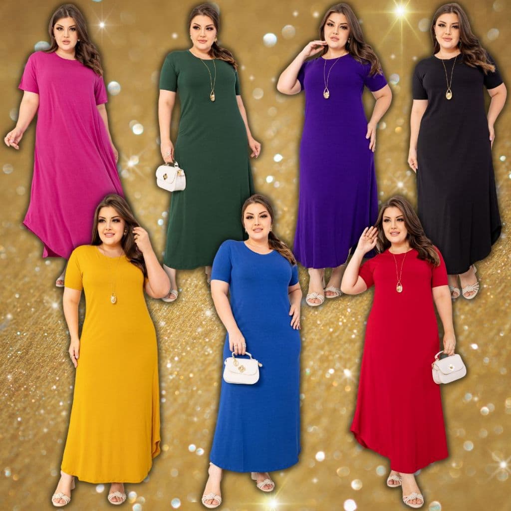 Vestido Comprido Soltinho Tendência Calor Plus Size Básico