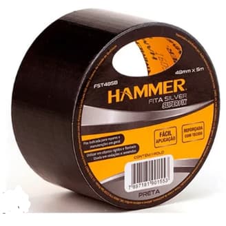 Fita Silver Tape Prata E Preta 48mm x 5Metros Multiuso Hammer