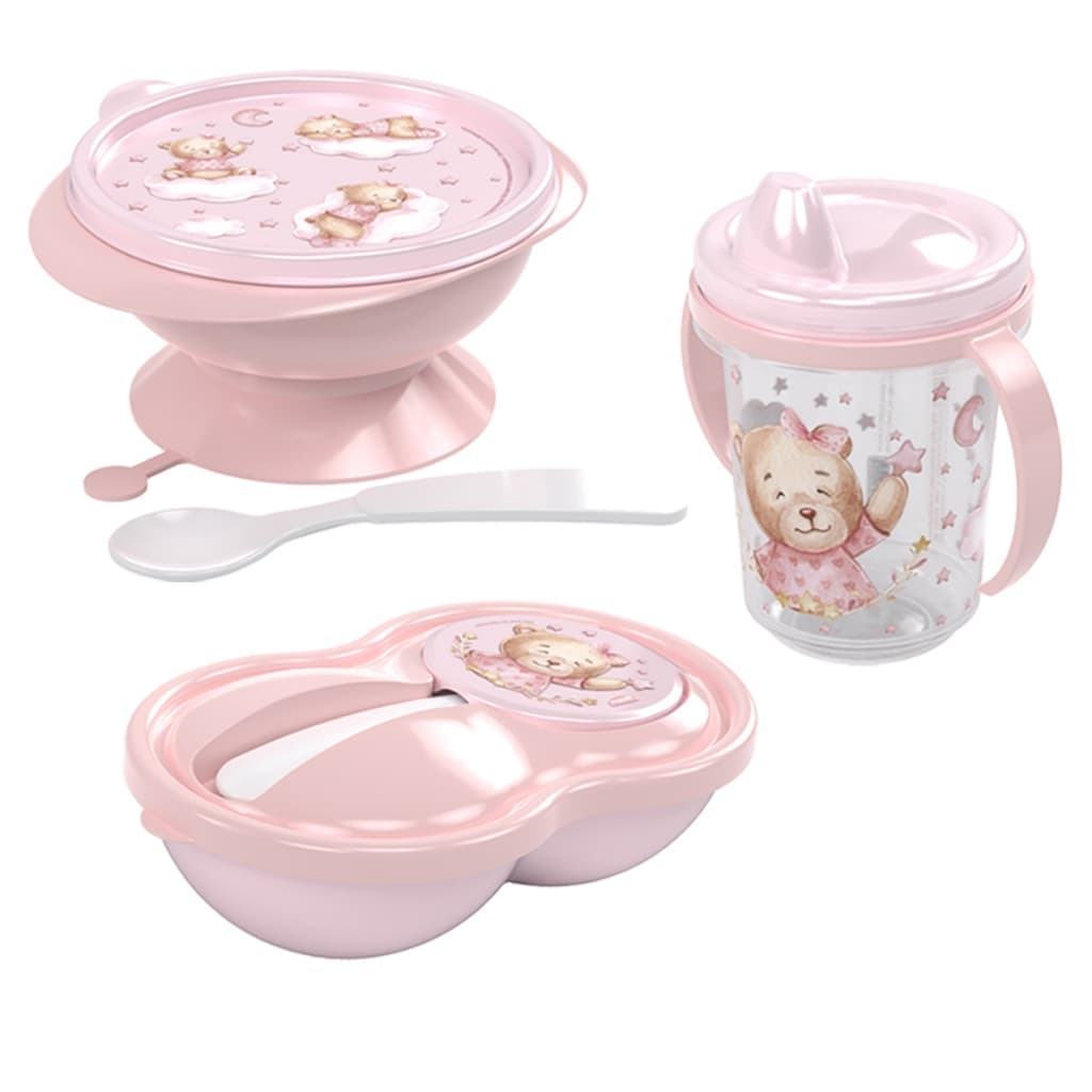 Kit Baby Ursa Tigela com Ventosa Pote de Papinha Caneca Trio