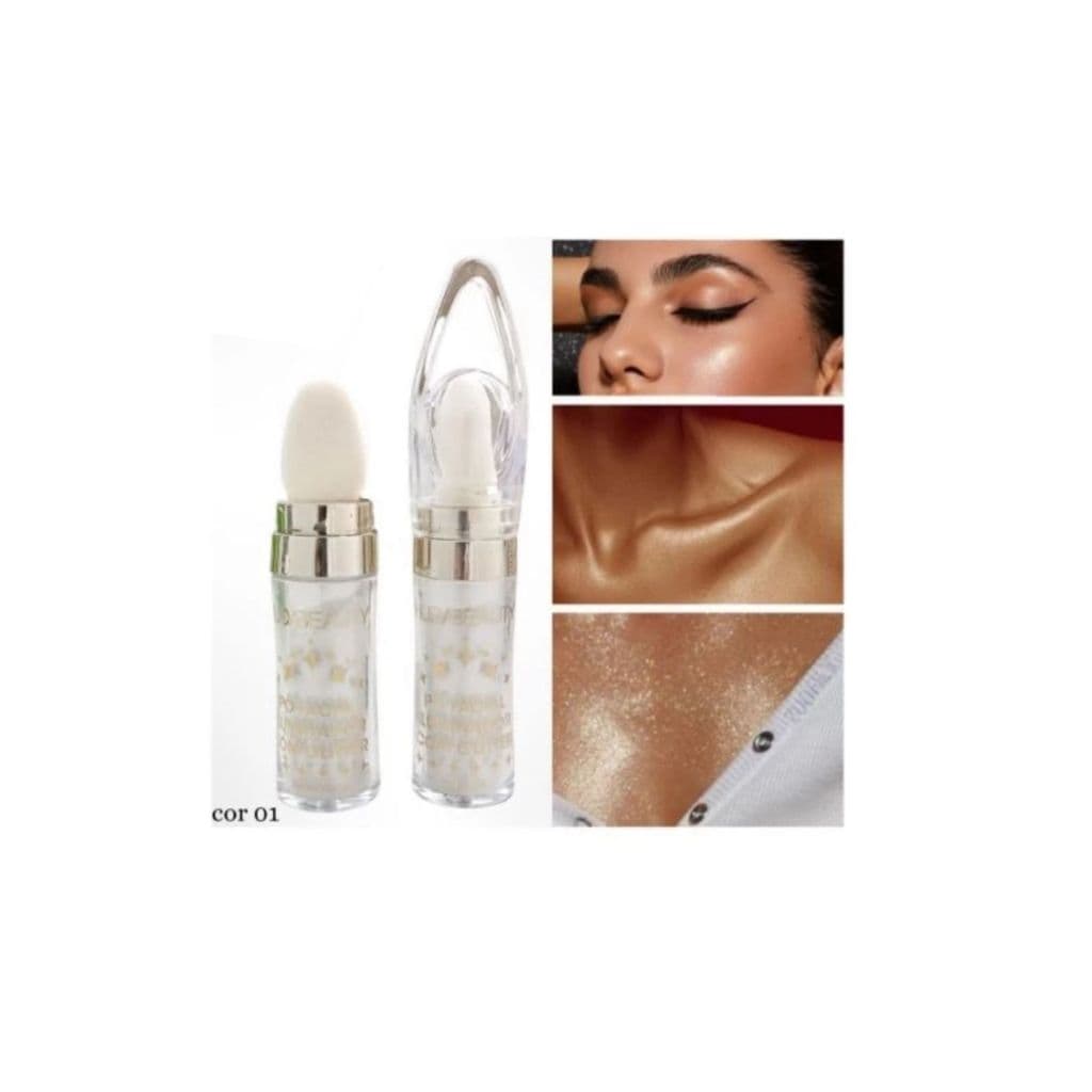 Pó Facial Iluminador Prateado Com Glitter Hudabeauty