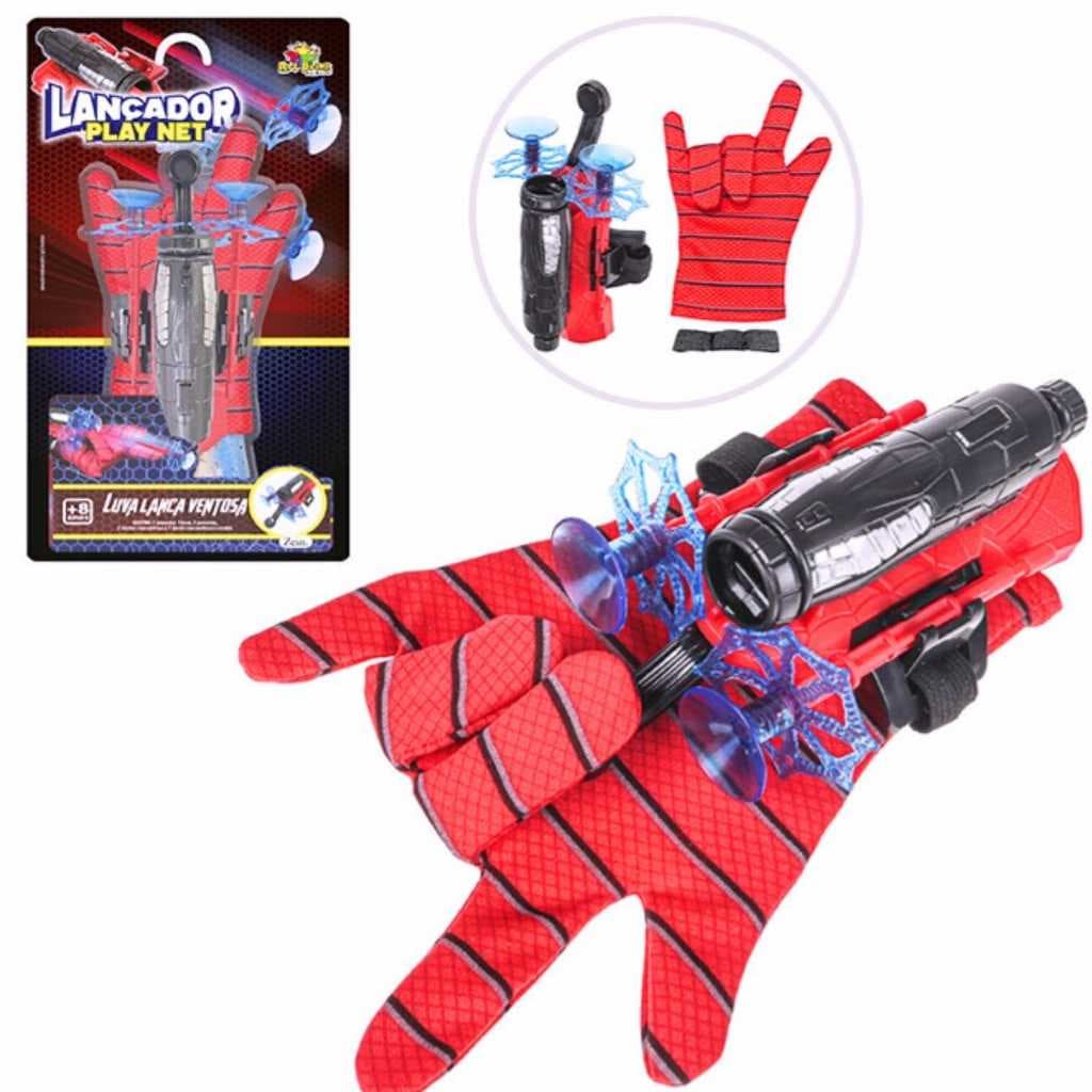 Luva Lança Teia  Dardos Homem Aranha Infantil  Spider Man Herói Lançador Ventosa