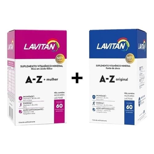 KIT 2 LAVITAN A-Z 60 CAPS CADA - HOMEM E MULHER