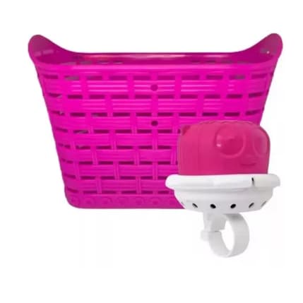 Cesta Cestinha QUADRADA  Rosa Bike Aro 12 16 + Buzina Infantil Fon Fon PARA CRIANÇA