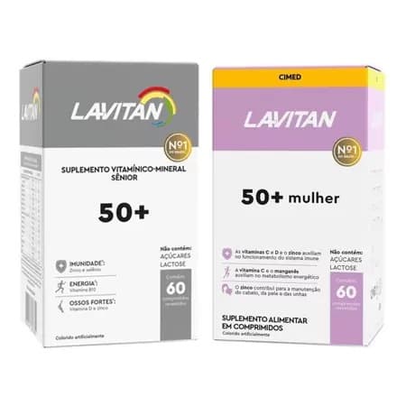 Kit 2 Lavitan 60 caps cada - 1 Lavitan 50+ Mulher e 1 Lavitan 50+ Sênior