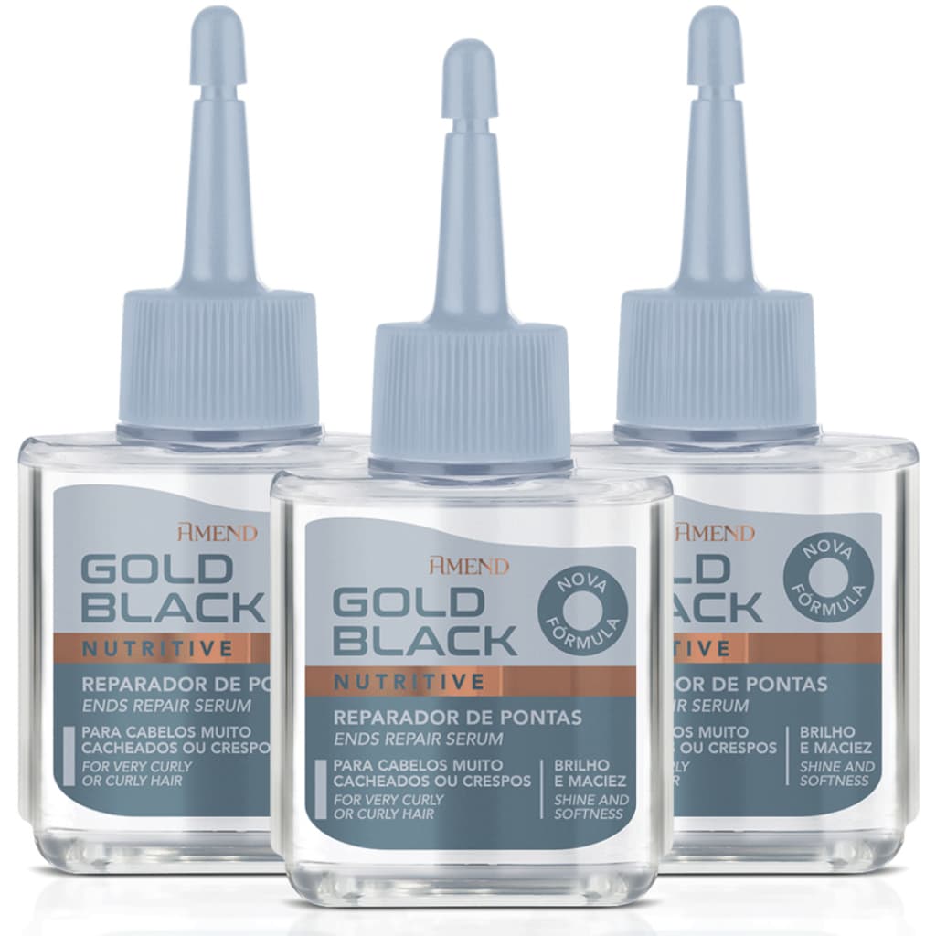 Kit c/ 3 Reparador de Pontas Gold Black Nutritivo Amend 30ml