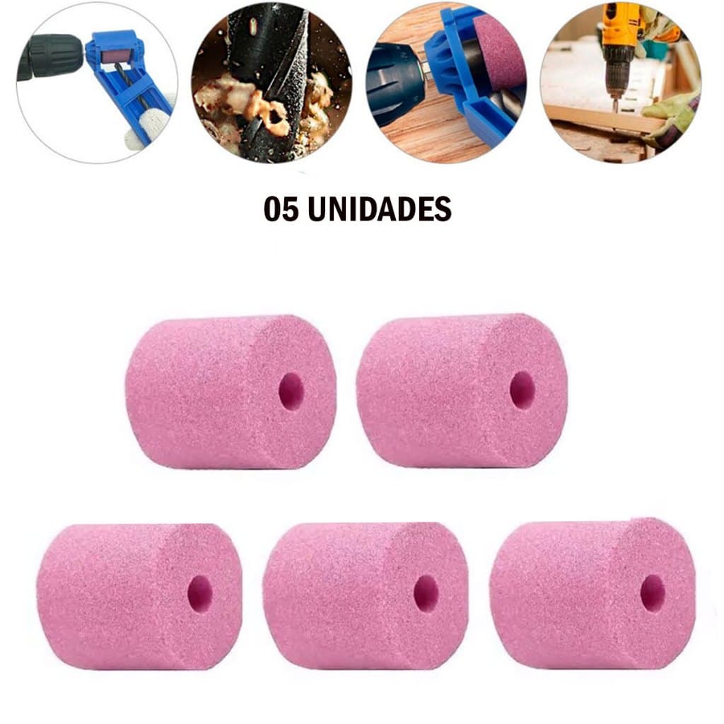 Kit 5 Refil Lixas Rebolos Para afiador De Brocas Lixa Mandril Para Adptador Amolador  De Broca