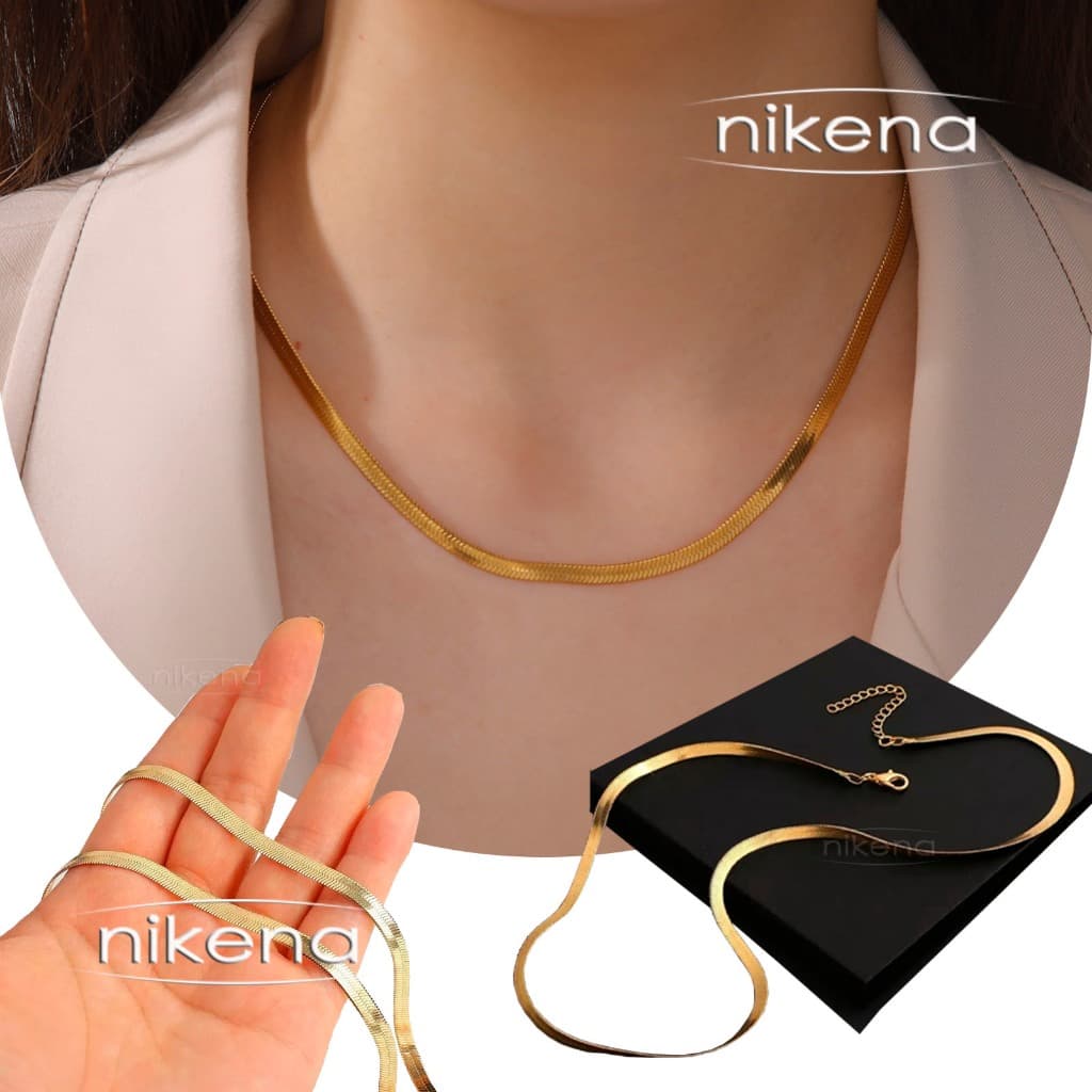 Colar Choker Cobra Dourada Ouro Aço Inoxidável 35cm ou 40cm com Espessura 3mm ou 4mm