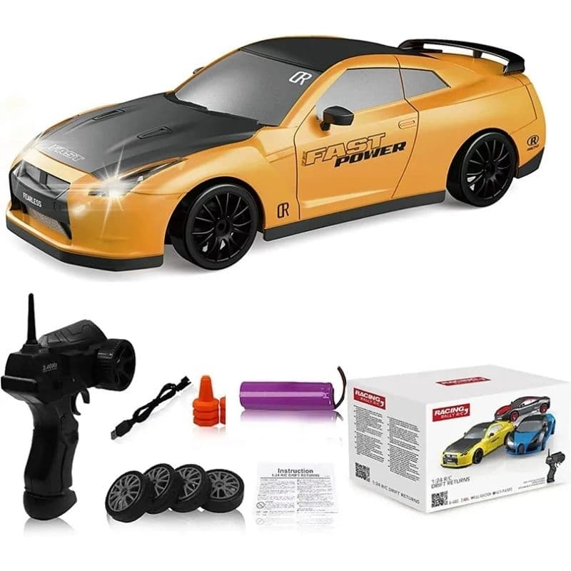 Carrinho de controle remoto Nissan GTR Drift tração nas quatro rodas luz LED carro esportivo de controle remoto presente