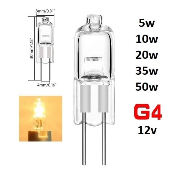 2/4 x Lâmpada Bipino 12v 10w 20w 35w ou 50w Jc Sokete G4 Halógena Utilizado em Coifas Luminárias