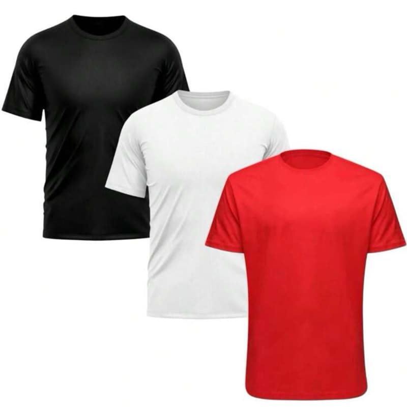 Kit 3 Camisetas básicas masculinas 100% poliéster