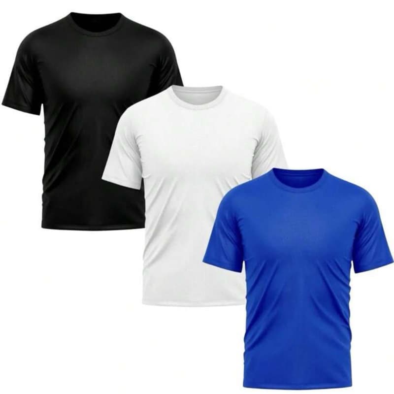 Kit 3 Camisetas Poliéster Básica Manga Curta