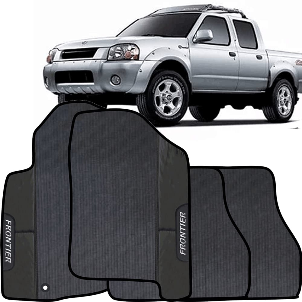 LINDO JOGO TAPETE 4 PEÇAS CARRO AUTOMOTIVO  PRETO FRONTIER 2000 A 2007 EMBORRACHADO PERSONALIZADO