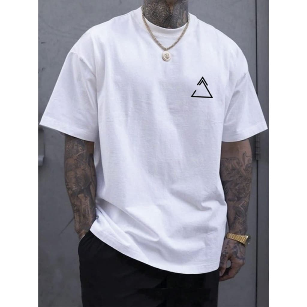Camiseta 3 Angulos Unissex Estampa Enigma Bordado Grafico Frente Simbolo Aliança Desenho Geometrico