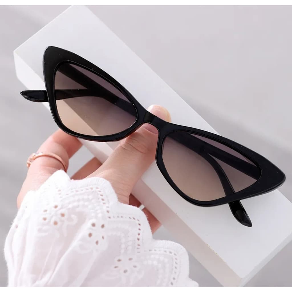Óculos de Sol Cat Eye Gatinho Preto Transparente Retro Vintage UV400