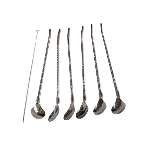 Colher Canudo De Aço Inox Com 6 Peças